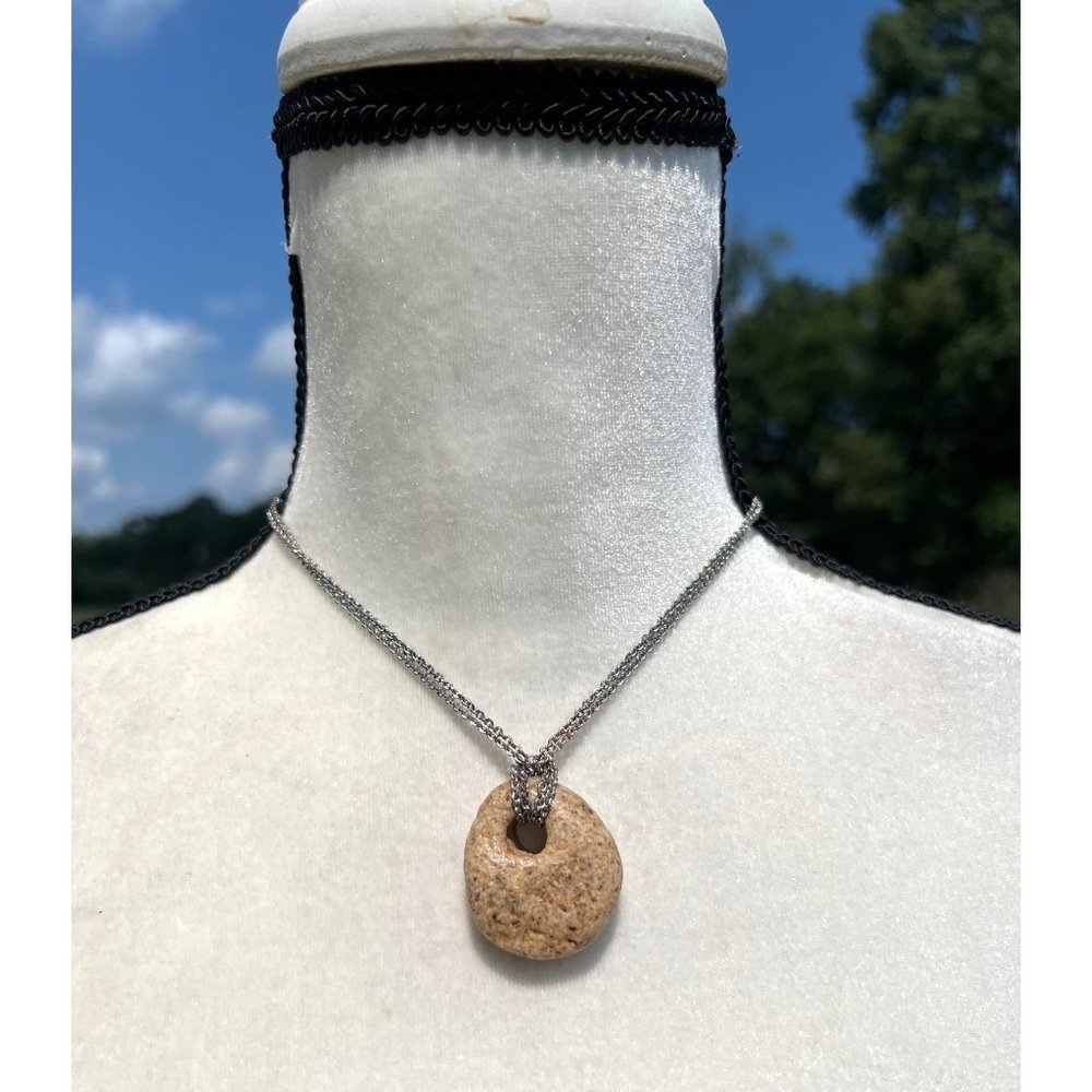 Trifari Silver and Stone Necklace -- 16"